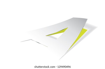 Papierfalten mit Buchstabe A in Perspektive. Bearbeitbares Vektorformat.