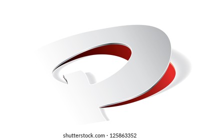 Paper folding with letter Q in perspective view. Editable vector format.