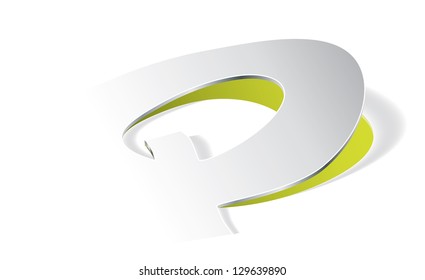 Paper folding with letter Q in perspective view. Editable vector format.