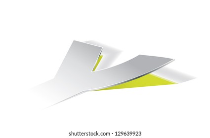 Paper folding with letter Y in perspective view. Editable vector format.