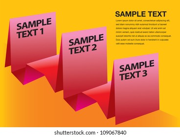 Paper folding progress options with orange background layout.