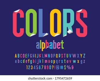 Diseño del alfabeto del estilo de nota pegajosa plegable del papel