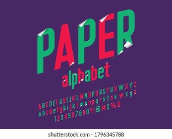 Diseño del alfabeto del estilo de nota pegajosa plegable del papel