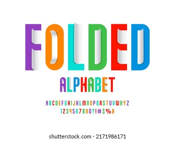 Paper folding sticky note style alphabet design with uppercase, numbers and symbols