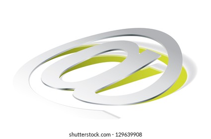 Paper folding with at symbol in perspective view. Editable vector format.