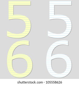 Paper Font Set Numbers 5 and 6