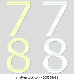Paper Font Set Numbers 7 and 8