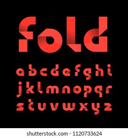 Paper font. Vector alphabet with fold effect letters.