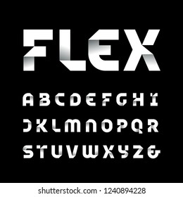 Paper font. Vector alphabet with fold effect letters.