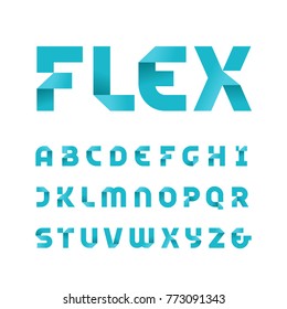 Paper Font. Vector Alphabet With Fold Effect Letters.