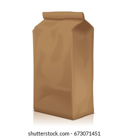 Paper Food Bag Package Of Coffee, Flour, Sugar, Pepper, Snacks Or for Takeaway food. Vector Mockup Template For Product Pack for your design