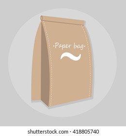 Paper food bag vector illustration isolated. 