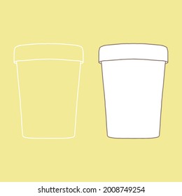 Paper food container mockup. Linear, vector realistic. Outline stock illustration.
