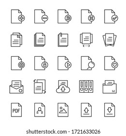 Paper and form 25 line icons vector
