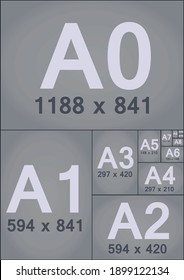 Paper formats sizes. vector illustration