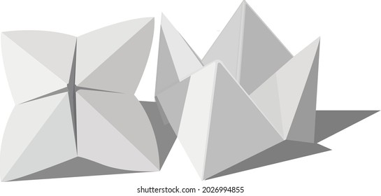 Paper Fortune, Folding, Vector in White Background