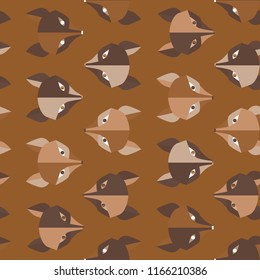 Paper foxes brown vector seamless pattern for wrapping, craft, textile, fabric