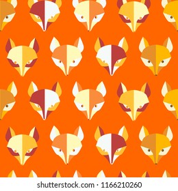 Paper foxes orange vector seamless pattern for wrapping, craft, textile, fabric