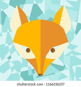 Paper foxes turquoise vector poster for cards, craft, pictures