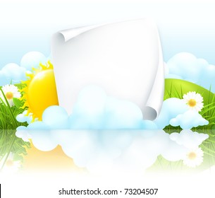 Paper frame in clouds, 10eps