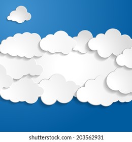 paper frame from clouds on a blue background