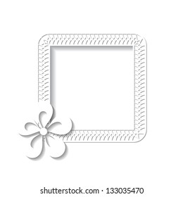 paper frame with a flower on the white background