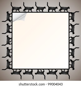 Paper frame with silhouette black cat.Vector eps10