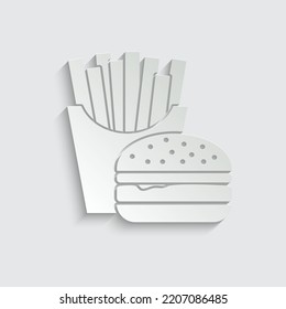 paper French fries hamburger vector icon fast food
