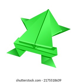Paper frog. Origami Japanese animal illustration in cartoon style. Cute paper animal. Art concept for advertisement, banner designs