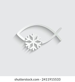 paper frozen fish - icon vector 