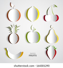 Paper Fruit Set cut out - mix design card illustration