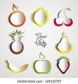 Paper Fruit Set cut out - mix design card illustration