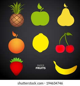 Paper Fruit Set cut out - mix design card illustration
