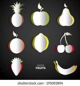 Paper Fruit Set cut out - mix design card illustration