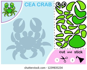 Paper game for children, crab. To create an image, use scissors and glue.