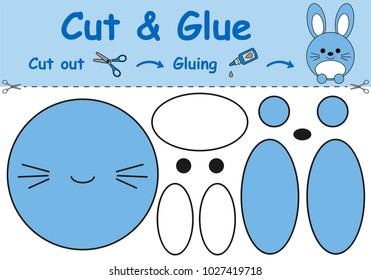 Paper game for the development of preschool children. Cut parts of the image and glue on the paper. Vector illustration 