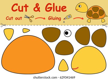 Paper game for the development of preschool children. Cut parts of the image and glue on the paper. Vector illustration 