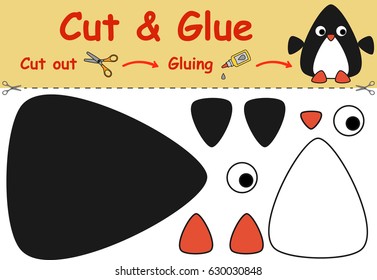 Paper game for the development of preschool children. Cut parts of the image and glue on the paper. Vector illustration 