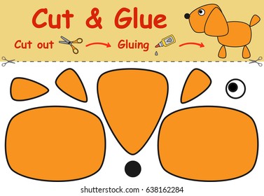 Paper game for the development of preschool children. Cut parts of the image and glue on the paper. Vector illustration 