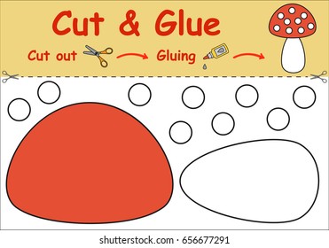 Paper game for the development of preschool children. Cut parts of the image and glue on the paper. Vector illustration 