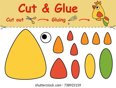 Paper game for the development of preschool children. Cut parts of the image and glue on the paper. Vector illustration 