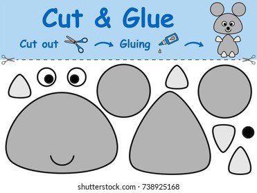 Paper game for the development of preschool children. Cut parts of the image and glue on the paper. Vector illustration 