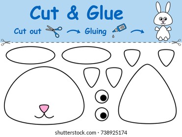 Paper game for the development of preschool children. Cut parts of the image and glue on the paper. Vector illustration 