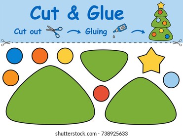 Paper game for the development of preschool children. Cut parts of the image and glue on the paper. Vector illustration 