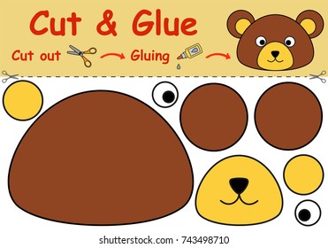 Paper game for the development of preschool children. Cut parts of the image and glue on the paper. Vector illustration 