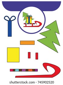 Paper game for the development of preschool children. Cut parts of the image and glue on the paper. Vector illustration