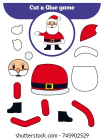 Paper game for the development of preschool children. Cut parts of the image and glue on the paper. Vector illustration