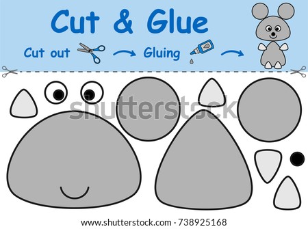 Paper game for the development of preschool children. Cut parts of the image and glue on the paper. Vector illustration 