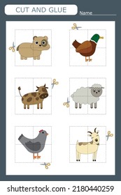 Paper game for the development of preschoolers. Cut out parts of the image and glue. A fun game for kids and kids
