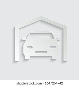 paper garage icon vector icon 